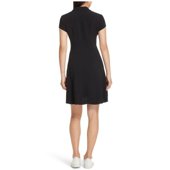 Theory Rosina Crepe Easy Day Shift Dress Womens 6 Black Short Sleeve Collared - Picture 2 of 10